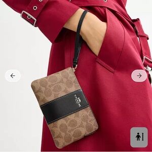 Coach Signature Brown and Black Wristlet